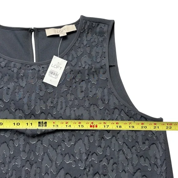 NWT Ann Taylor LOFT Charcoal Gray Textured Mixed Media Shell Blouse • Size L - Picture 5 of 10